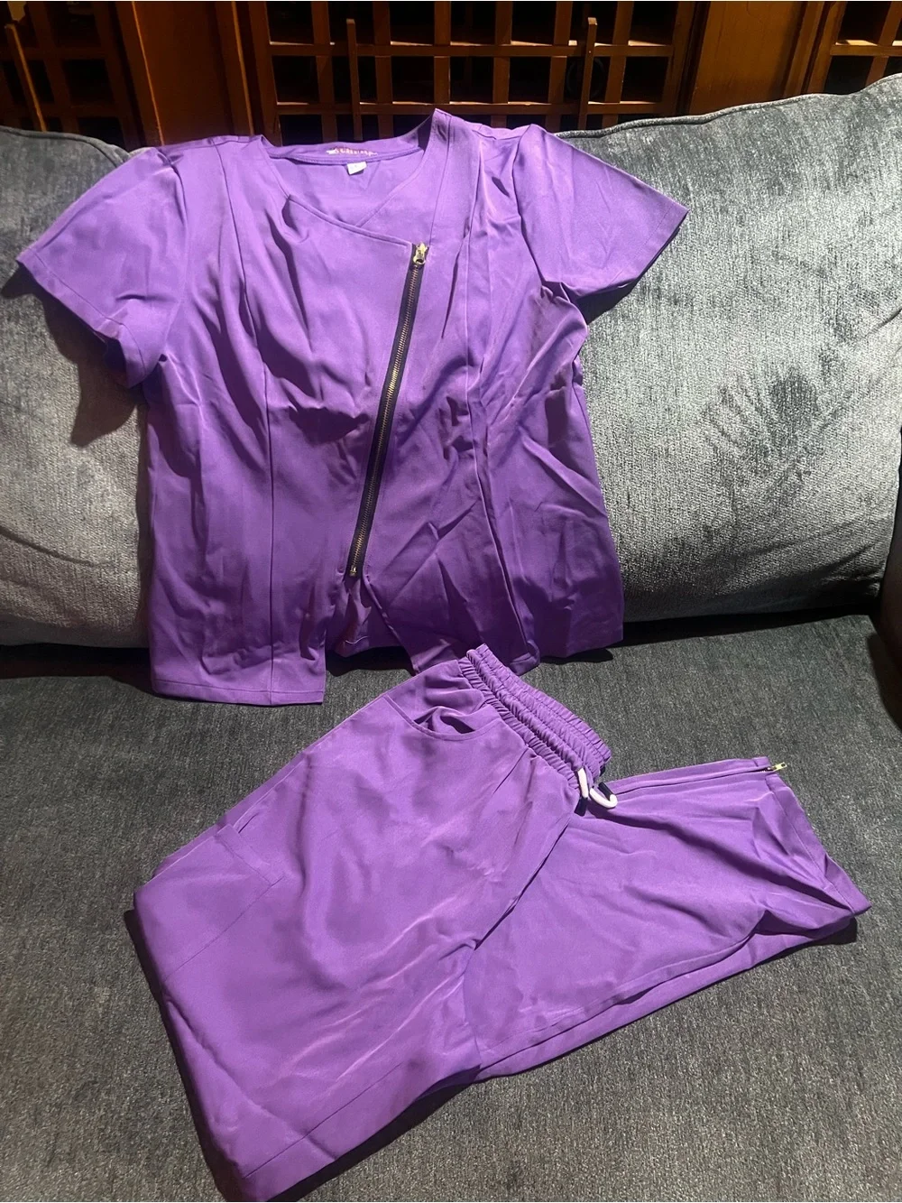 Purple Women's Two-Piece Scrub Pant Set